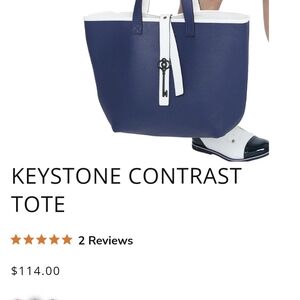 Keystone Contrast Tote- Navy Blue & White